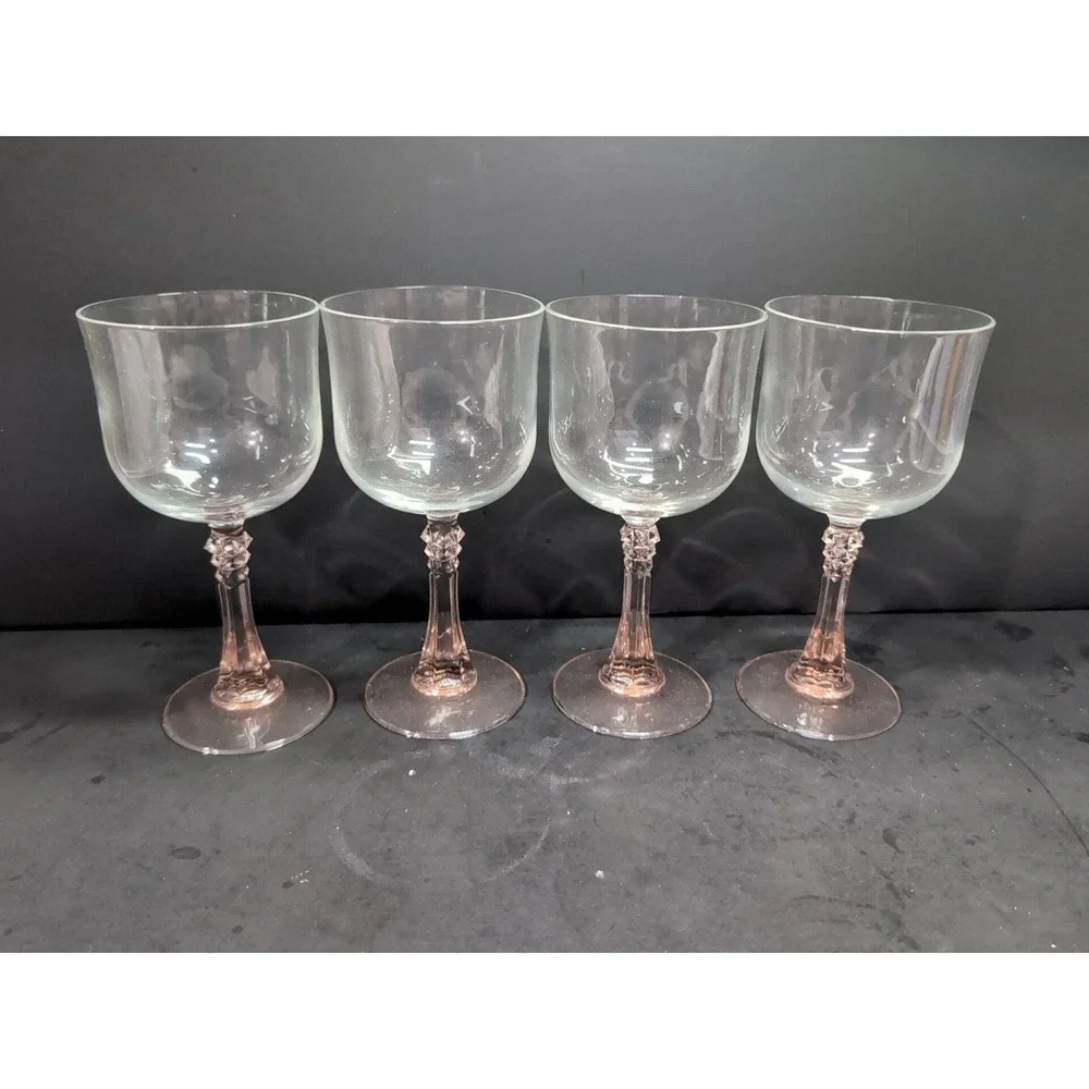 Cristal D'Arques Durand Blush Pink Wine Glasses,‎ Set of 4, Stemware, Drinkware